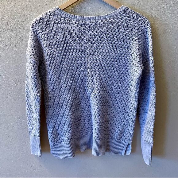 American Eagle Light Blue/Grey Knitted V-Neck Sweater - Picture 3 of 12